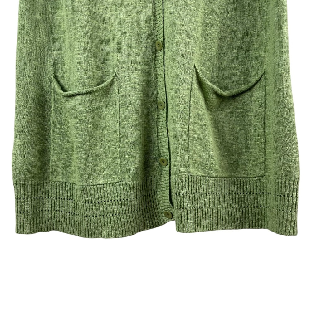 Eileen Fisher Green Linen Sweater Vest Cardigan Lagenlook Minimalist Sz. S - Picture 6 of 9